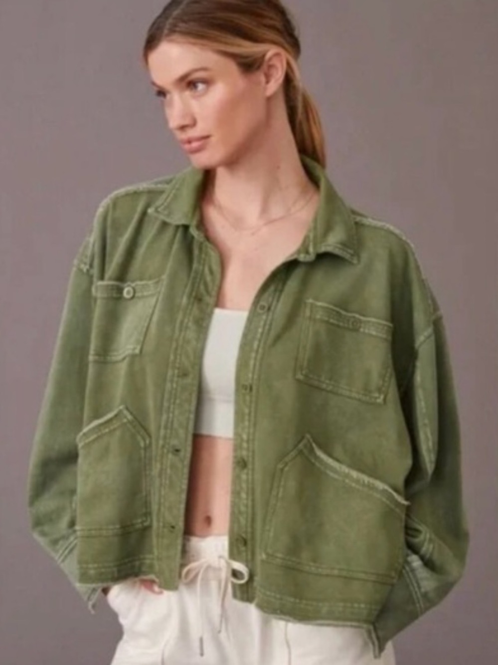 Anthropologie Daily Practice Olive Green Utility Jacket - Picture 1 of 9